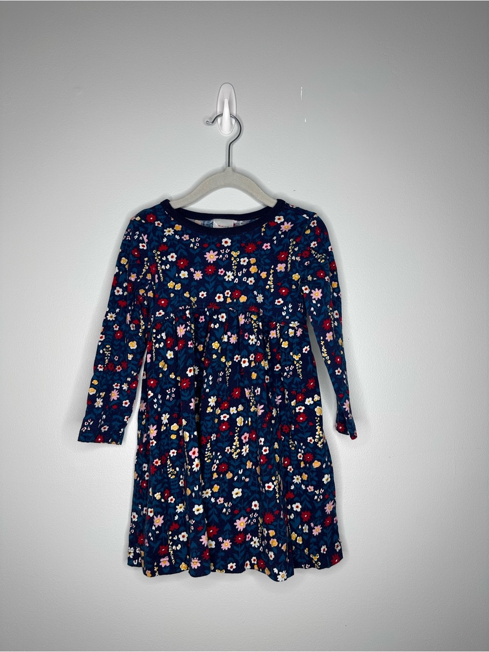 Hanna Andersson Navy Floral Long Sleeve Dress with Multicolor Blooms